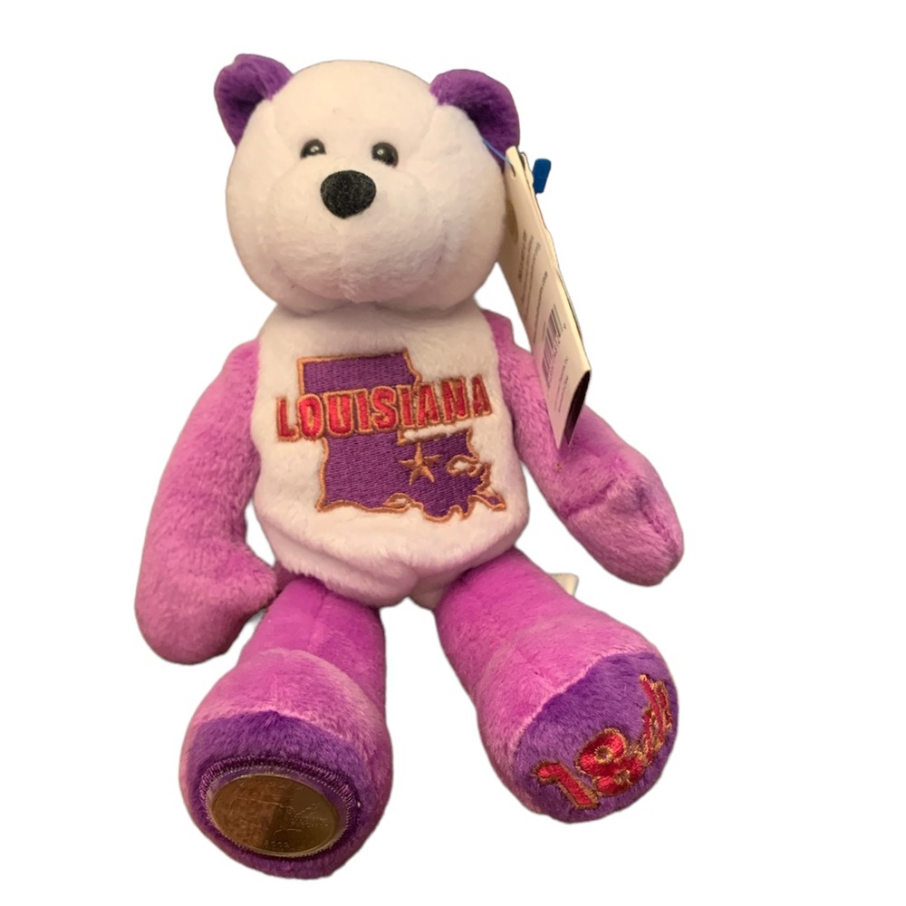 NEW With Tags Limited Treasures LOUISIANA State Quarter Coin Plush Bean Bag Bear